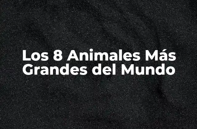 Los 8 Animales Más Grandes Del Mundo