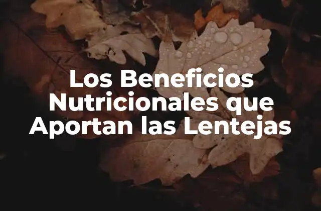 Los Beneficios Nutricionales que Aportan las Lentejas