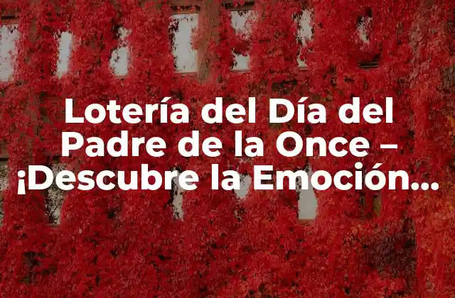 Lotería Del Día Del Padre de la Once – ¡descubre la Emoción de Ganar!