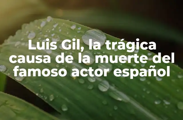 Luis Gil, la Trágica Causa de la Muerte Del Famoso Actor Español
