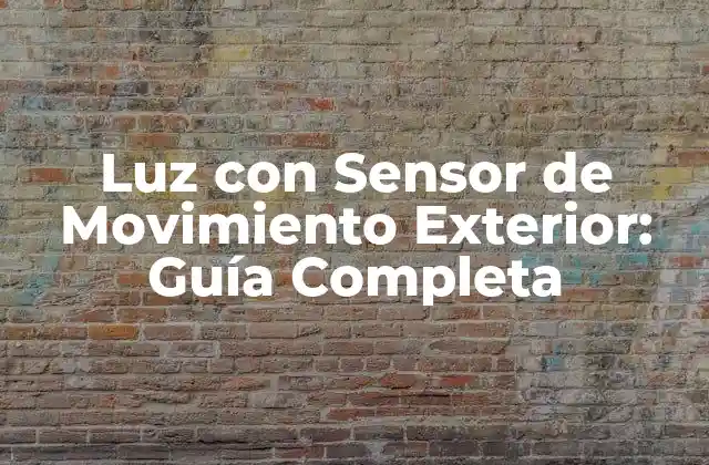 Luz con Sensor de Movimiento Exterior: Guía Completa