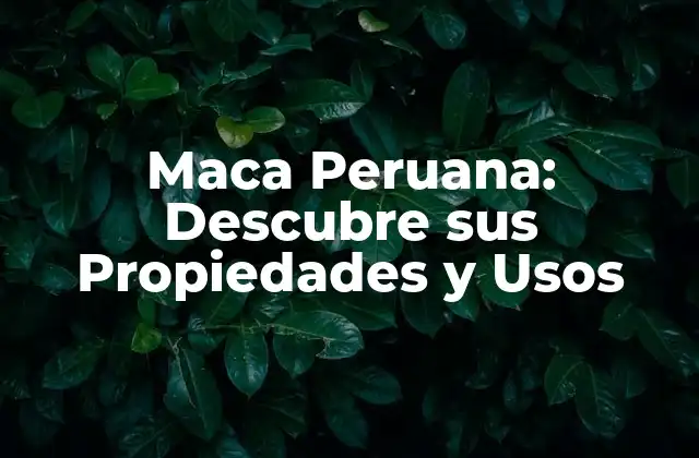 Maca Peruana: Descubre Sus Propiedades y Usos