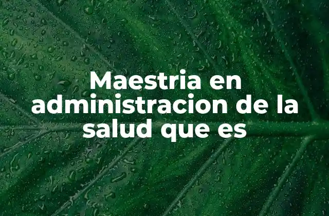 Maestria en Administracion de la Salud que es