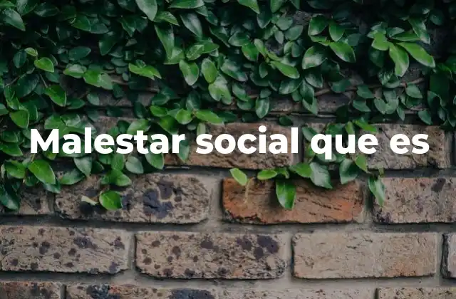 Malestar Social que es