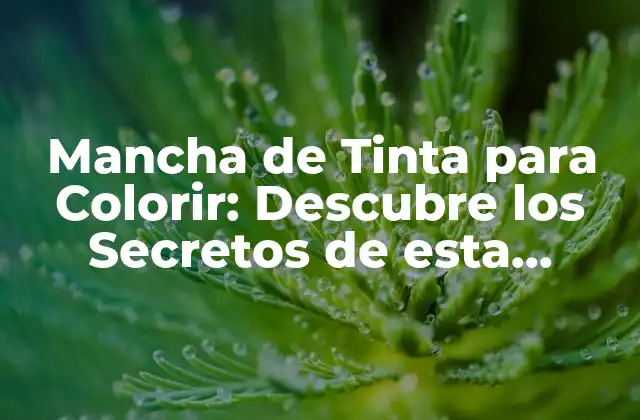 Mancha de Tinta para Colorir: Descubre los Secretos de Esta Técnica Artística