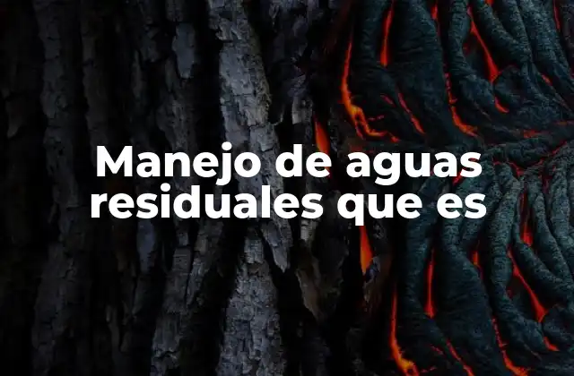 Manejo de Aguas Residuales que es