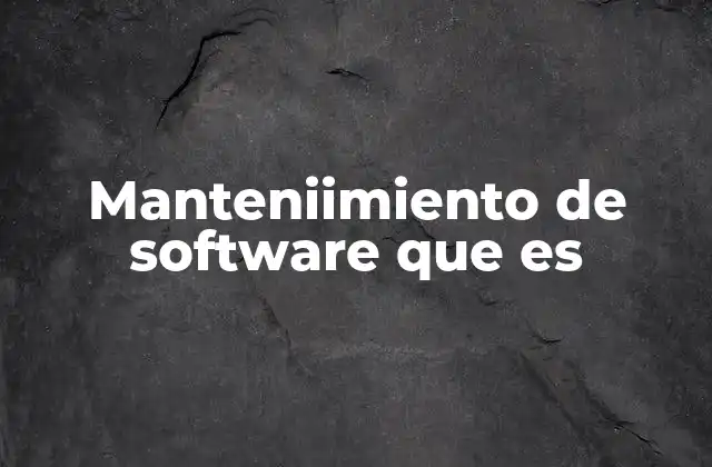 Manteniimiento de Software que es