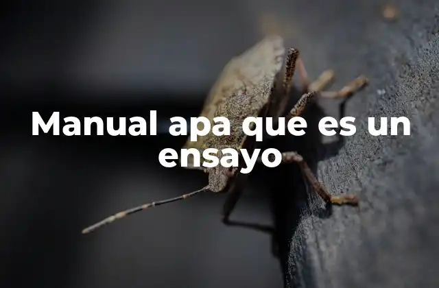 Manual Apa que es un Ensayo
