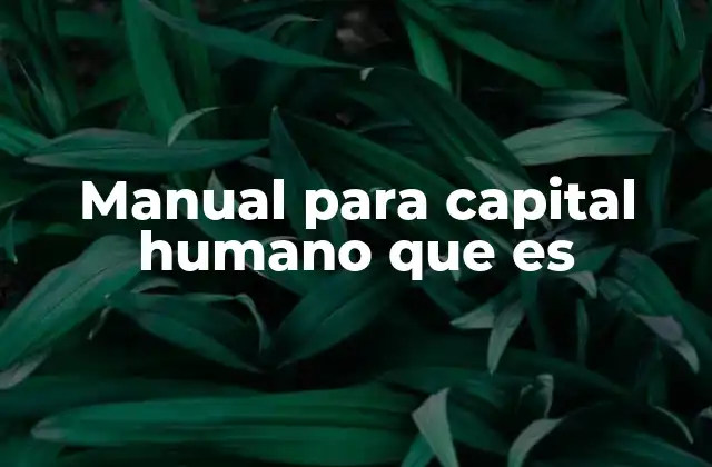 Manual para Capital Humano que es