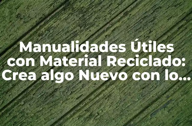 Manualidades Útiles con Material Reciclado: Crea Algo Nuevo con Lo Viejo