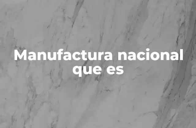 Manufactura Nacional que es