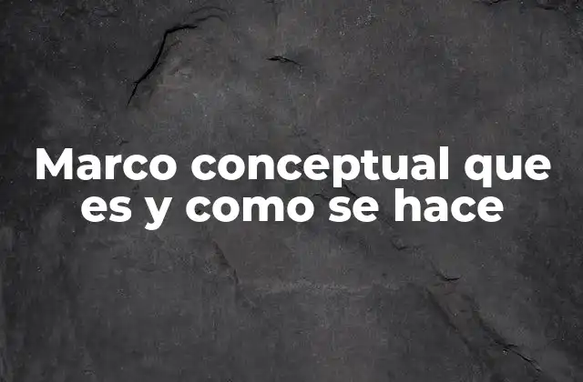 Marco Conceptual que es y como Se Hace
