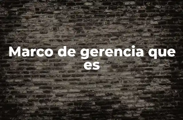Marco de Gerencia que es