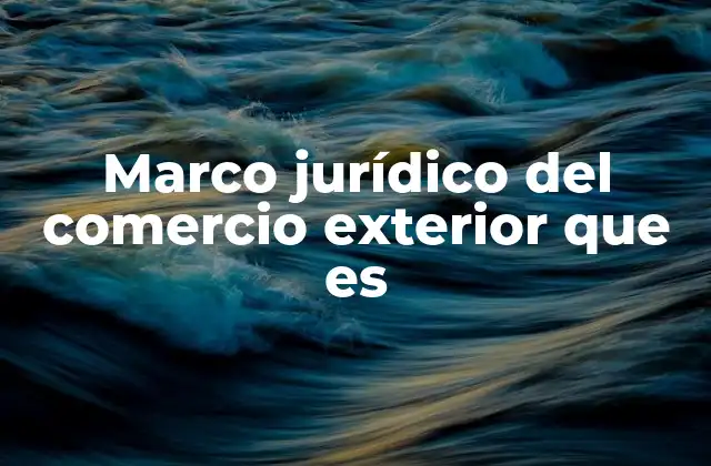 Marco Jurídico Del Comercio Exterior que es