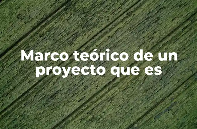 Marco Teórico de un Proyecto que es