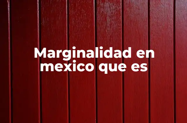 Marginalidad en Mexico que es
