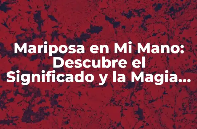 Mariposa en Mi Mano: Descubre el Significado y la Magia Detrás de Esta Experiencia