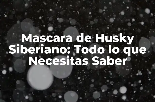 Mascara de Husky Siberiano: Todo Lo que Necesitas Saber