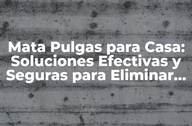 Mata Pulgas para Casa: Soluciones Efectivas y Seguras para Eliminar Plagas