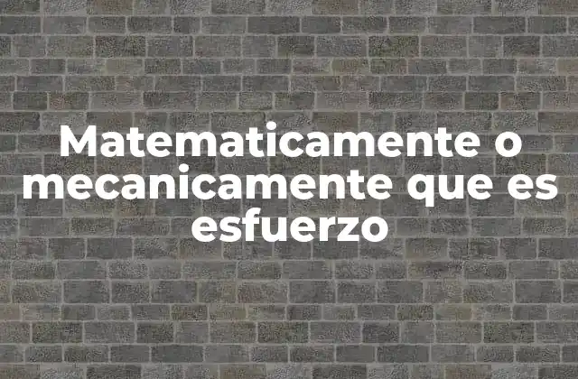 Matematicamente o Mecanicamente que es Esfuerzo