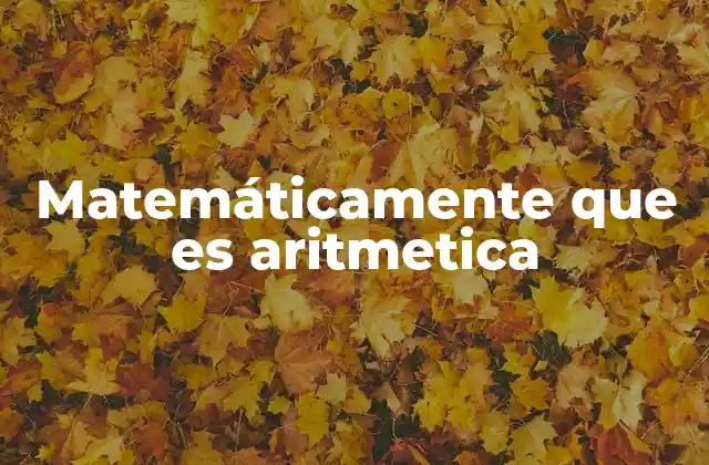Matemáticamente que es Aritmetica