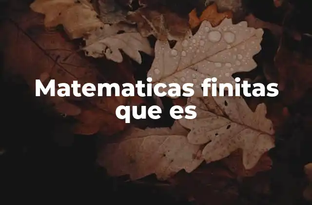 Matematicas Finitas que es