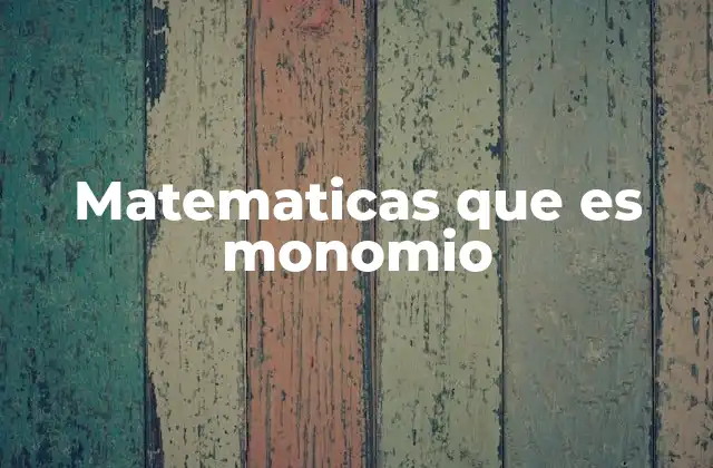 Matematicas que es Monomio