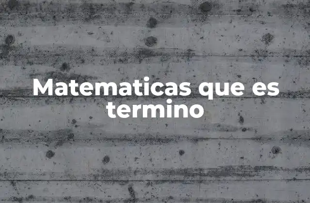 Matematicas que es Termino