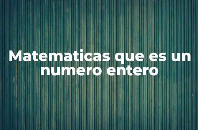 Matematicas que es un Numero Entero
