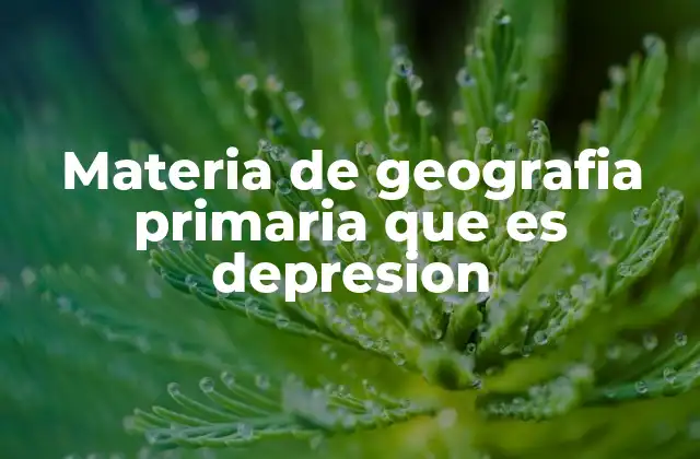 Materia de Geografia Primaria que es Depresion 2 La importancia de enseñar depresiones en la geografía escolar