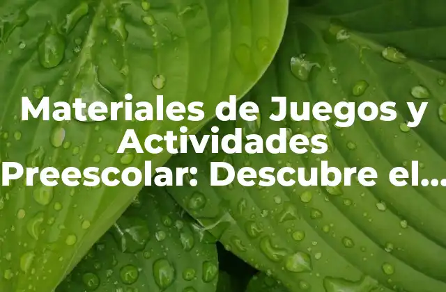 Materiales de Juegos y Actividades Preescolar: Descubre el Secreto Del Aprendizaje Divertido