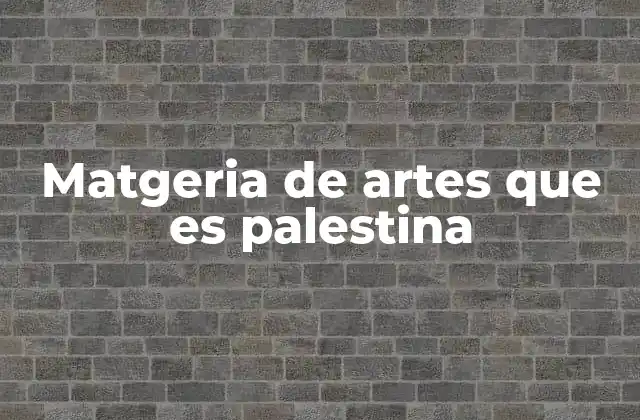 Matgeria de Artes que es Palestina