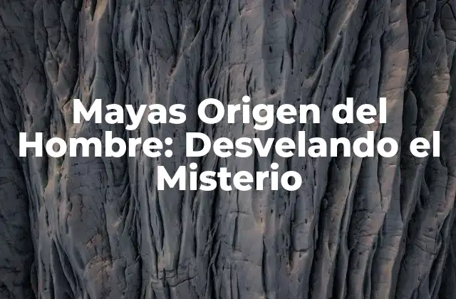 Mayas Origen Del Hombre: Desvelando el Misterio