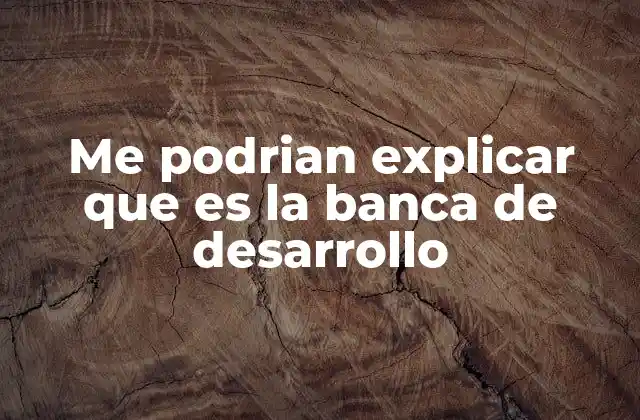 Me Podrian Explicar que es la Banca de Desarrollo