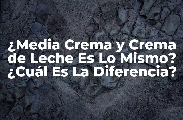 ¿media Crema y Crema de Leche es Lo Mismo? ¿cuál es la Diferencia?