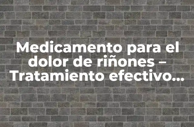 Medicamento para el Dolor de Riñones – Tratamiento Efectivo para la Salud Renal