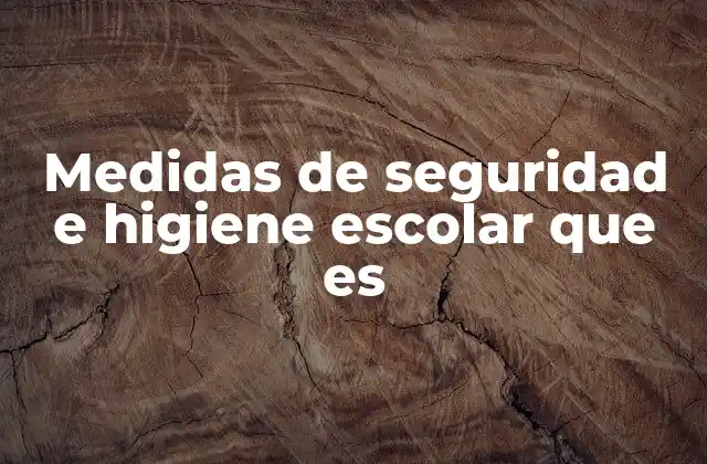 Medidas de Seguridad e Higiene Escolar que es