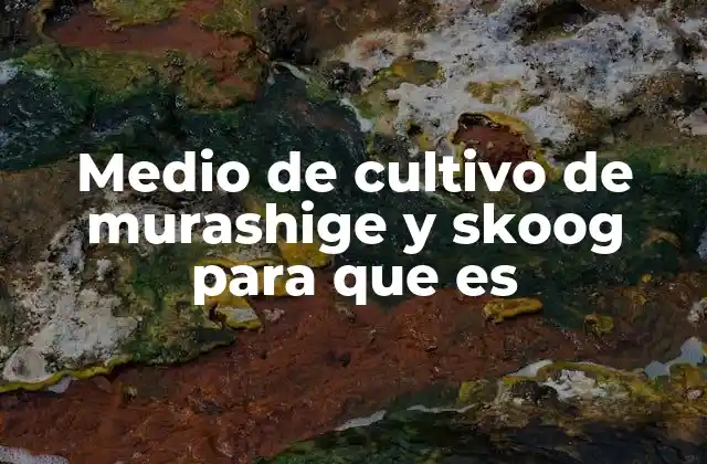 Medio de Cultivo de Murashige y Skoog para que es