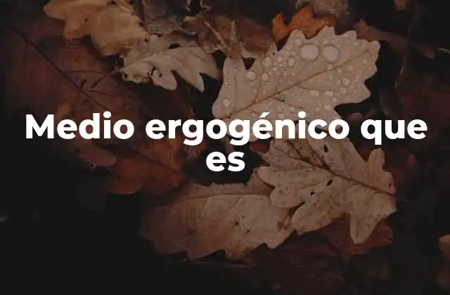 Medio Ergogénico que es