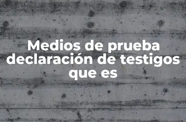 Medios de Prueba Declaración de Testigos que es
