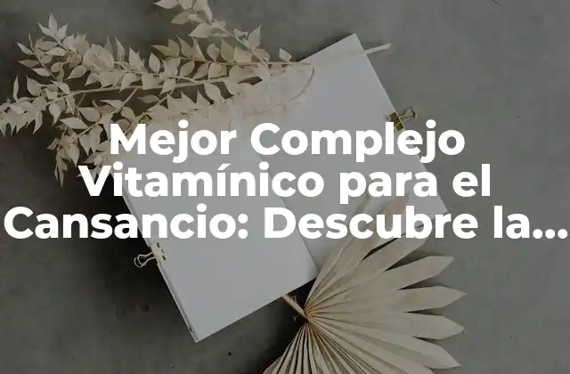 Mejor Complejo Vitamínico para el Cansancio: Descubre la Solución Ideal