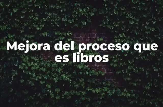 Mejora Del Proceso que es Libros