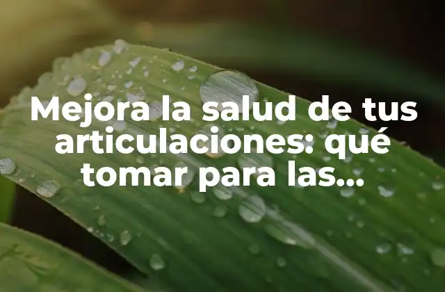 Mejora la Salud de Tus Articulaciones: Qué Tomar para las Agujetas