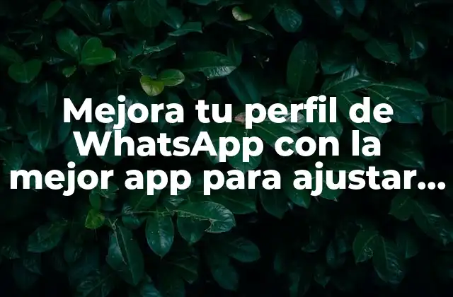 Mejora Tu Perfil de Whatsapp con la Mejor App para Ajustar Foto de Perfil