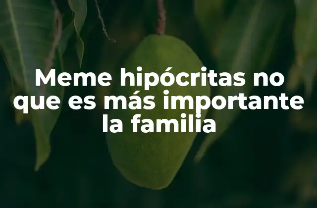 Meme Hipócritas No que es Más Importante la Familia