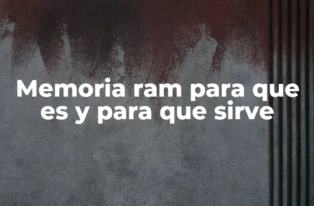 Memoria Ram para que es y para que Sirve