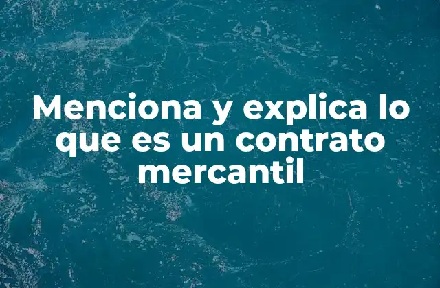 Menciona y Explica Lo que es un Contrato Mercantil