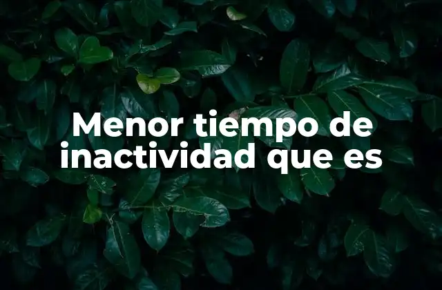 Menor Tiempo de Inactividad que es