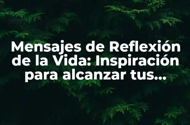 Mensajes de Reflexión de la Vida: Inspiración para Alcanzar Tus Objetivos