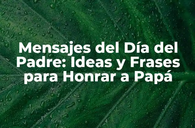 Mensajes Del Día Del Padre: Ideas y Frases para Honrar a Papá